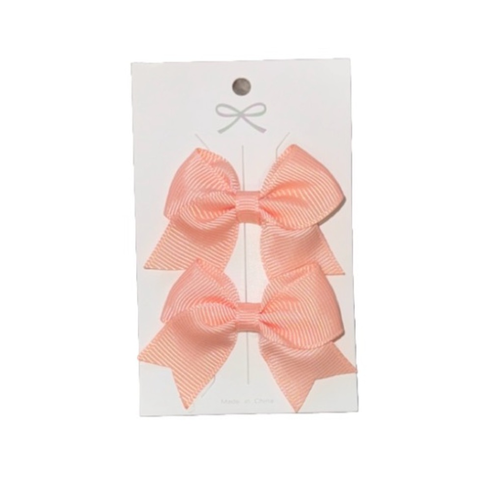 Grosgrain Hair Bow Clips Peach /Set of 2 Universal Hair Accessories NEW